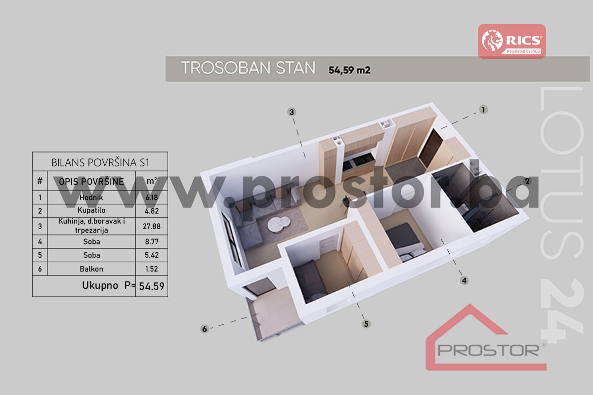 12 Tlocrt Stan 54,59m2