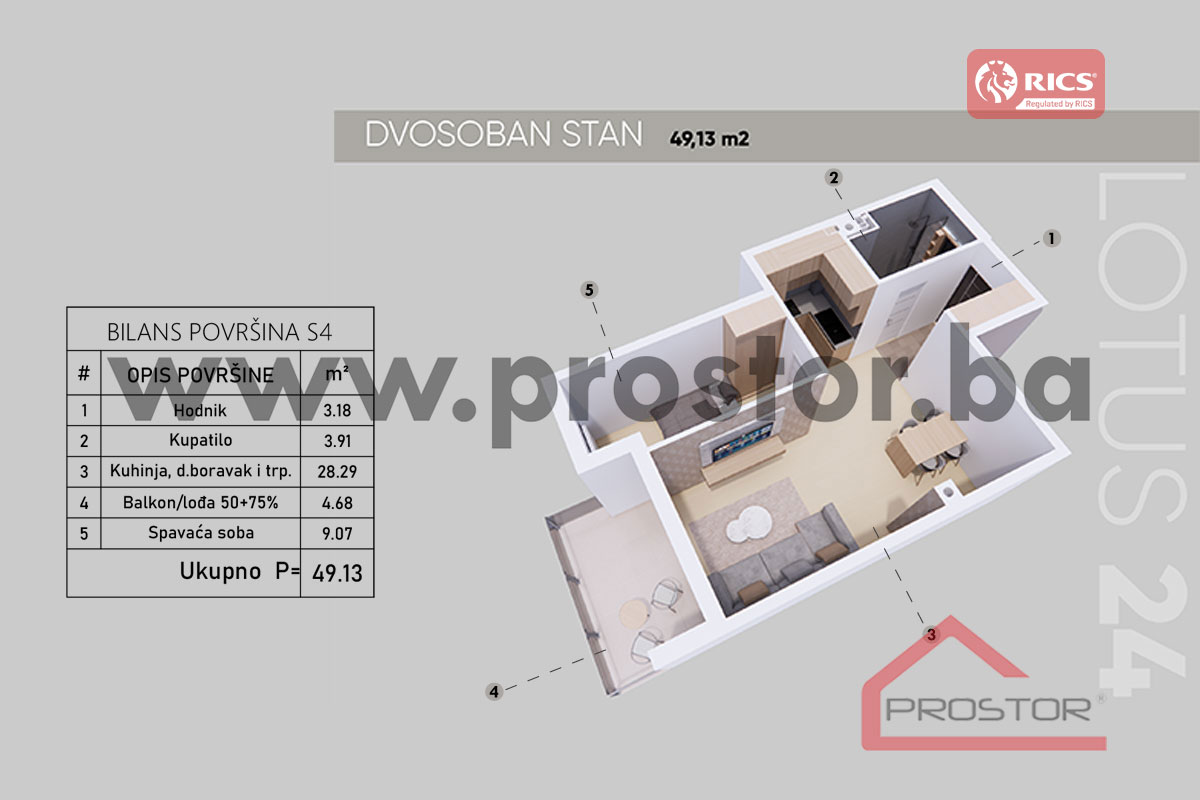 9 Tlocrt Stan 49,13m2