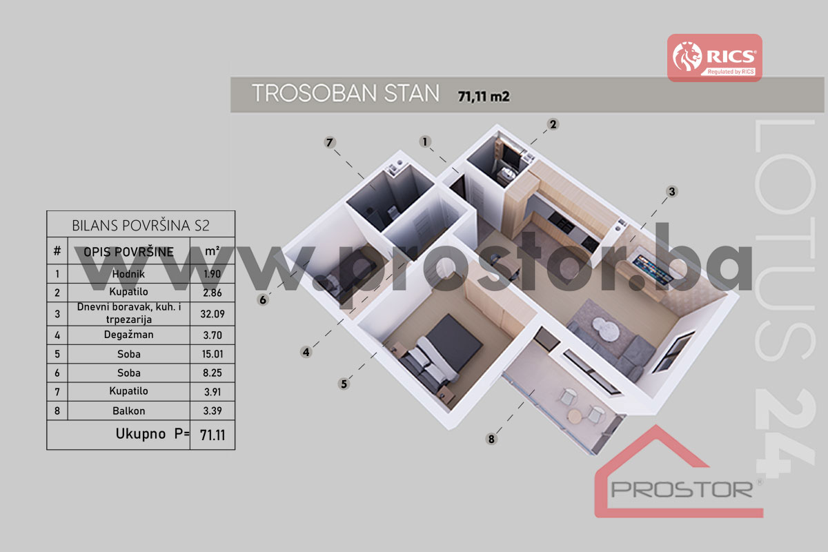8 Tlocrt Stan 71,11m2