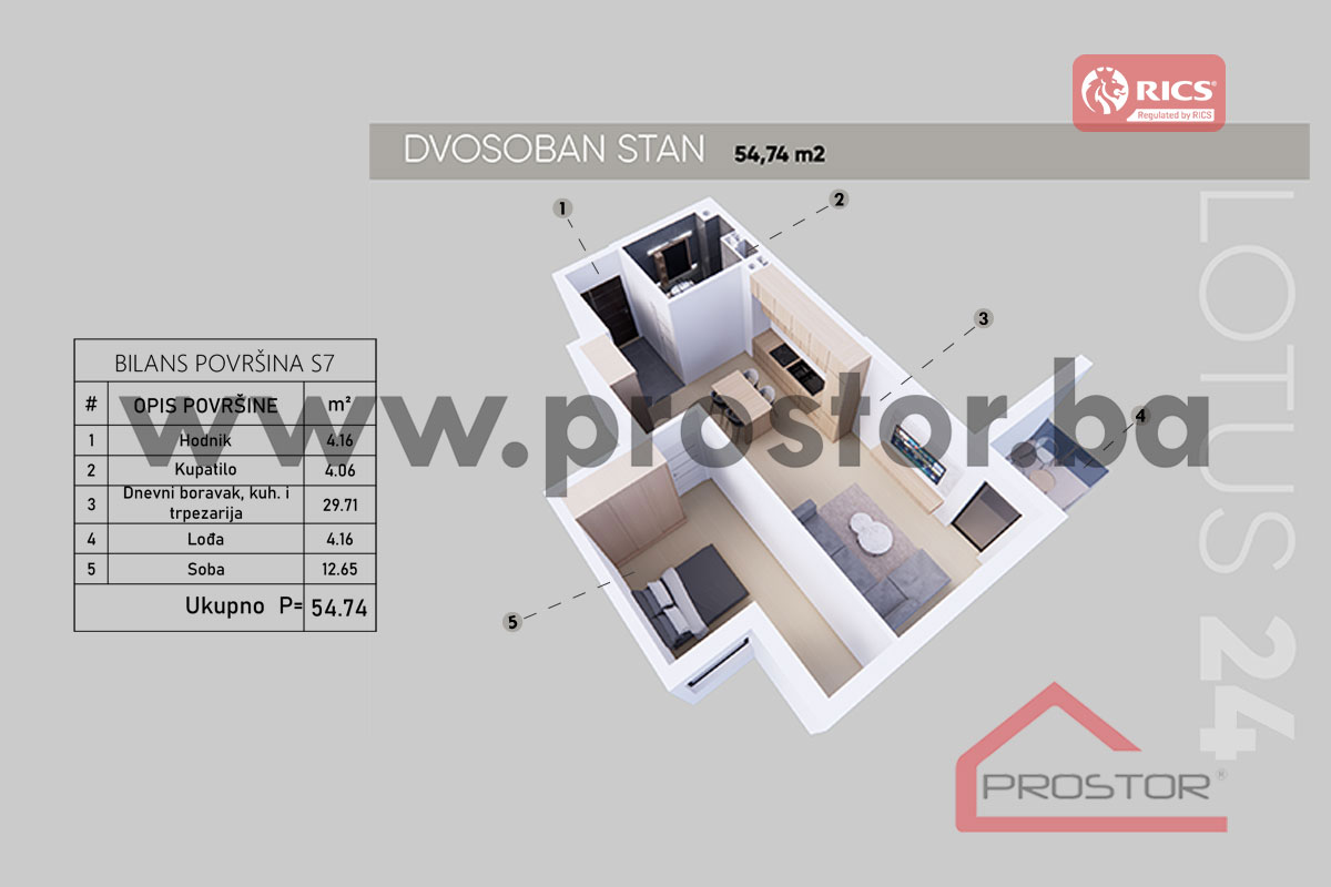 13 Tlocrt Stan 54,74m2