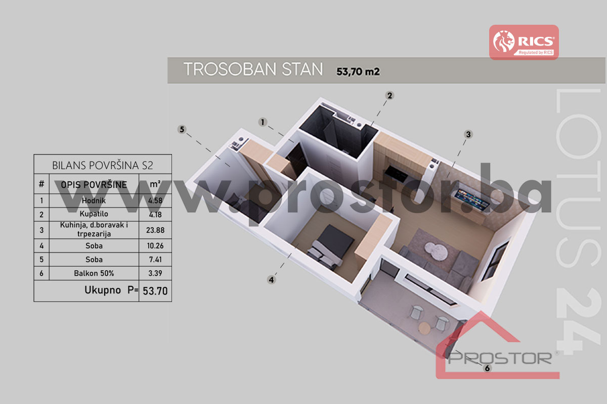 15 Tlocrt Stan 53,70m2
