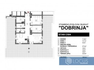 NEW BUILDING DOBRINJA! Two-room apartment with a terrace of 106.80 m2 with a three-sided orientation and an open view on the fifth floor of a new residential and commercial building in Braće Mulić Street VR
